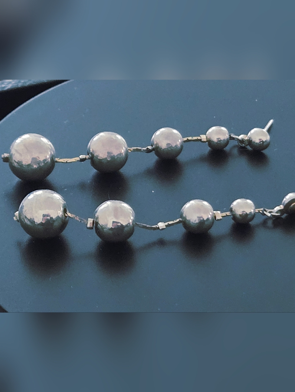 Vintage Silver Tone 1980's Graduated Ball Drop Earrings